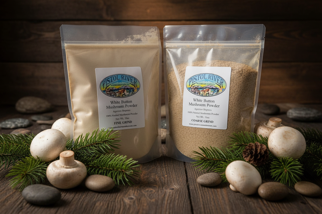 White Button Mushroom Powder Both Bags - Rustic Theme